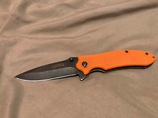 Marble's Ablaze Orange G-10 Manual Folding Knife - Black Stonewash Plain picture