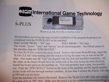 IGT S+ S-Plus Slot machine RAM clear IVC123 chip instructions w/FREE SHIPPING picture