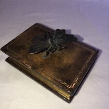 Maitland Smith Leather Desktop Book Paperweight Figurine Bronze Butterfly Moth picture