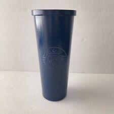 Starbucks Tumbler Matte Navy Blue 2016 Stainless Steel Cold Cup 24 oz HTF Dent picture