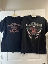 Harley-Davidson Size Large Set Of 2 Black T Shirts Short Sleeve Motorcycle picture