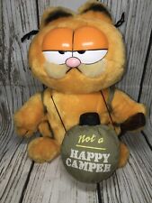 Vtg Cute 1978-1981 Dakin Garfield Not A Happy Camper Canteen Walking Cane Plush picture