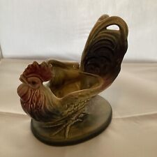 Vintage Hull USA Rooster Planter 53 Muted Green Red 1950s picture