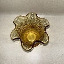 Fenton for LG Wright (unmarked) Amber Glass Cherry & Wreath Sugar Bowl / Vase picture
