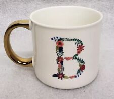 OpalHouse Monogram “B”  Initial Coffee Cup Mug Floral Gold Handle Porcelain picture