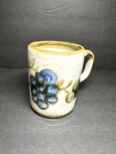 Vintage John B Taylor Ceramics Mug Blue Grapes Tan Rim Louisville, KY 8 oz picture