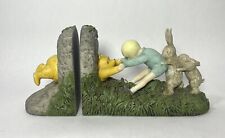 Disney Classic Winnie the Pooh Bookends Wedged In Rabbit Hole Vintage picture