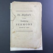 Antique 1762 Jonathan Mayhew Thanksgiving Sermons RARE Signed By Samuel Webster picture