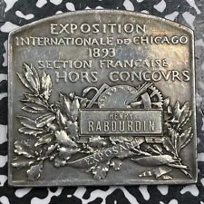 1893 France Chicago International Expo Silvered Bronze Plaque Lot#OV1008 53x50mm picture