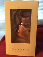Rare Authentic Pottery Barn Prancer Reindeer Blown  Glass Ornament.  NIB. picture