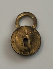 Tiny Brass 1”Padlock NO KEY Vintage Charm Lock Round w Heart Miniature Small picture