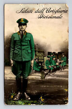 RPPC Salute Italian Artillery Division Soldiers Hand Colored Postcard picture