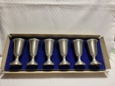 Vintage Early American Pewter Apertif Miniature Chalice Set of 6 in Original Box picture