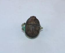 Rare Ancient Egyptian Antique Copper Ring Stone Scarab Amulet Ancient BC picture