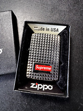NEW Supreme Diamond Cut Zippo Lighter Silver Box Logo FW17 picture