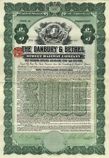 Danbury and Bethel Street Railway Co. - $1,000 5% 30 Year Gold Railroad Bond wit picture