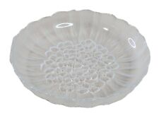 Clear Glass Bowl Pansy Flowers Textured Bottom 7.5” Wide Serving Nuts Candy Chip picture