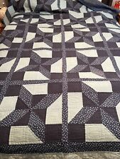 Beautiful Vintage Handmade Blue Quilt 80x100 picture