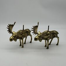 Pair Of Vintage Brass Moose Figural Statues picture