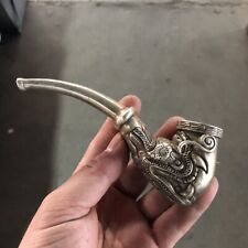 Chinese Tibetan Silver Copper Faucet Old-Fashioned Large Smoking Pot Pipe Gift picture