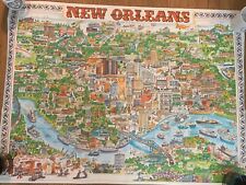 NEW ORLEANS MAP ARCHAR INC CHARACTER 1976 38.5X29 NEW OLD STOCK SEALED VTG RARE picture