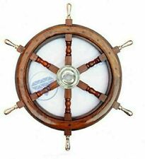 Nautical Brass Handle Ship Wheel Wall Hanging Decor Maritime Wooden Ship Wheel  picture