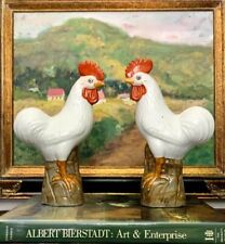 Rooster Figurine Pair Vintage Oriental Chicken Porcelain Collectibles Decor picture