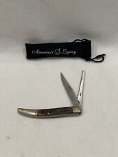 America's Legacy NAFC LTD Toothpick Folding Pocket Knife Red Jigged Bone w/Brass picture