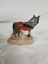 Lazart Art Wolf Fusion Cut Metal Art Sculpture on Sandstone Base Multicolored picture