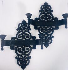Syroco Vintage Wall Double Candle Sconce black MCMLXIX made USA 11” X 14” picture
