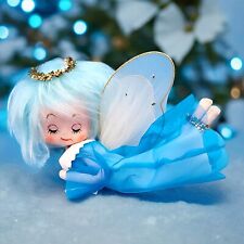 Vintage Blue Hair Angel 0rnament Japan Tulle Wings Pixie Fairy Decoration Jestia picture