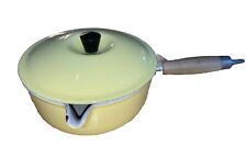 Vintage Le Creuset YELLOW #20 Saucepan Spout Wood Handle 8” LID P20 Nice Shape picture