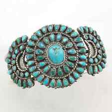 Zuni Sterling Silver Cuff Bracelet Turquoise Petite Point Cluster picture