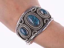 c1970's Lander Blue Turquoise Native American Silver bracelet picture