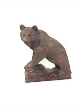 Grizzly Bear Statue Figurine- Bronze Tone Resin 7”x7” Wild Brown Bear Animal. picture