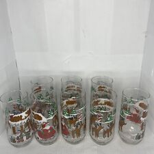 Set of 8 Vintage McCrory Store Inc 16 once Christmas Santa Drinking Glasses picture
