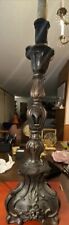 Original Antique 18th Century Baroque Rococo Carved Wood Lamp Tall Large picture