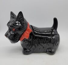 Vintage Mid-Century USA Black Scotty Scottish Terrier Dog Cookie Treat Jar  picture