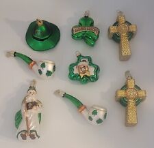 8 Vintage Old World Christmas St. Patrick's Day Glitter Glass Ornaments picture
