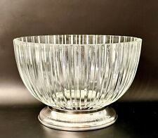 Elegant Ribbed Crystal Bowl With Silver Plate Base Made in Italy 8.75” x 5 5/8” picture
