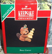 Busy Carver`1990`Miniature-Beaver Carved Out His Own Tree,Hallmark Ornament-NICE picture