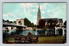 Marlow England, View From Anglers Lawn, Antique, Vintage Postcard picture