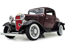 1932 Ford 3-Window Coupe Burgundy with Black Top 1/18 Diecast Model Car picture