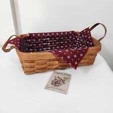 Longaberger 1989 Pantry Basket+Protector+Woven Traditions Red Napkin~COUNTRY picture