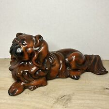 Vintage Pekingese Lion Dog Statue 12” Figurine Heavy Resin picture