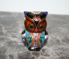 pretty brass owl or owl, partitioned enamel, height 6.9 cm picture