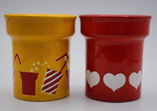 Waechtersbach Cups or Planters Red w/ Hearts Yellow w/ Cups 3 3/4