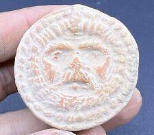 Rare Fine Old Ancient Terccotta Clay Roman Greek Era Stamped With Head Engraved picture