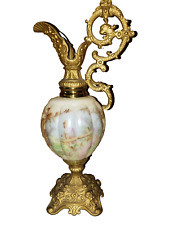 Antique Wavecrest Mantle Ewer Scenic Satin Glass Dragon Gothic Face 15