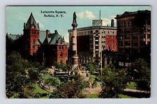 Buffalo NY-New York, Lafayette Square, Aerial, Antique Vintage Souvenir Postcard picture